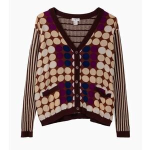 Marni x H&M Silk Knit Abstract Polka Dot Button Cardigan Size 12 Large